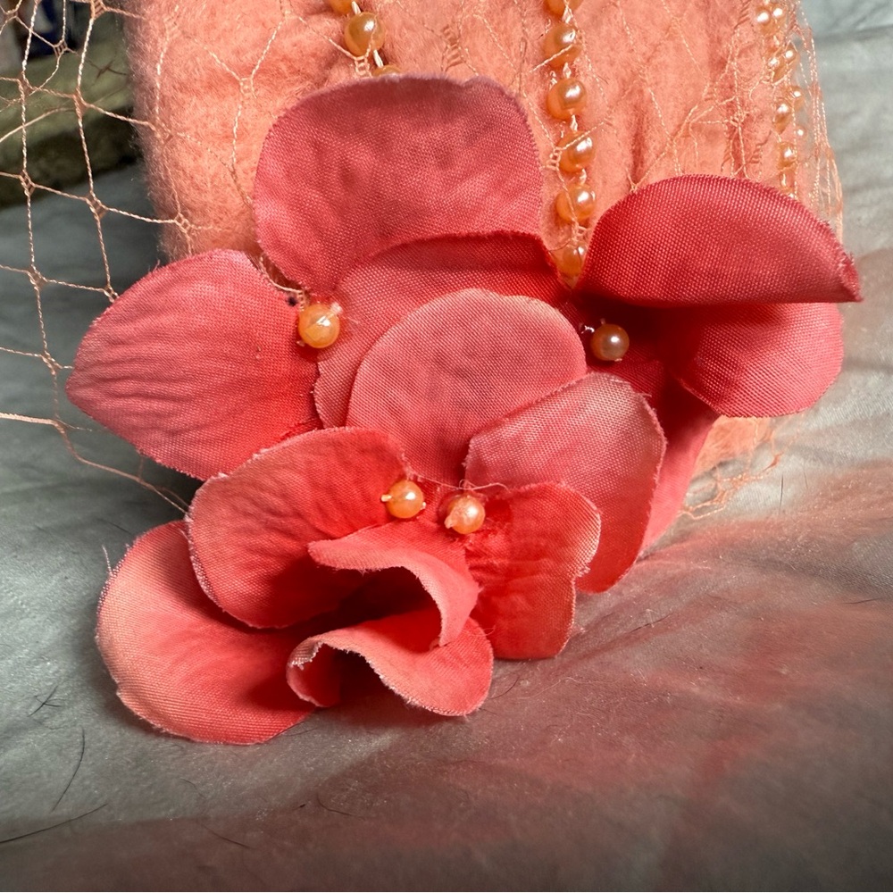 Josie Tucker Millinery half hat Fascinator vintage 🍑🧡🍑